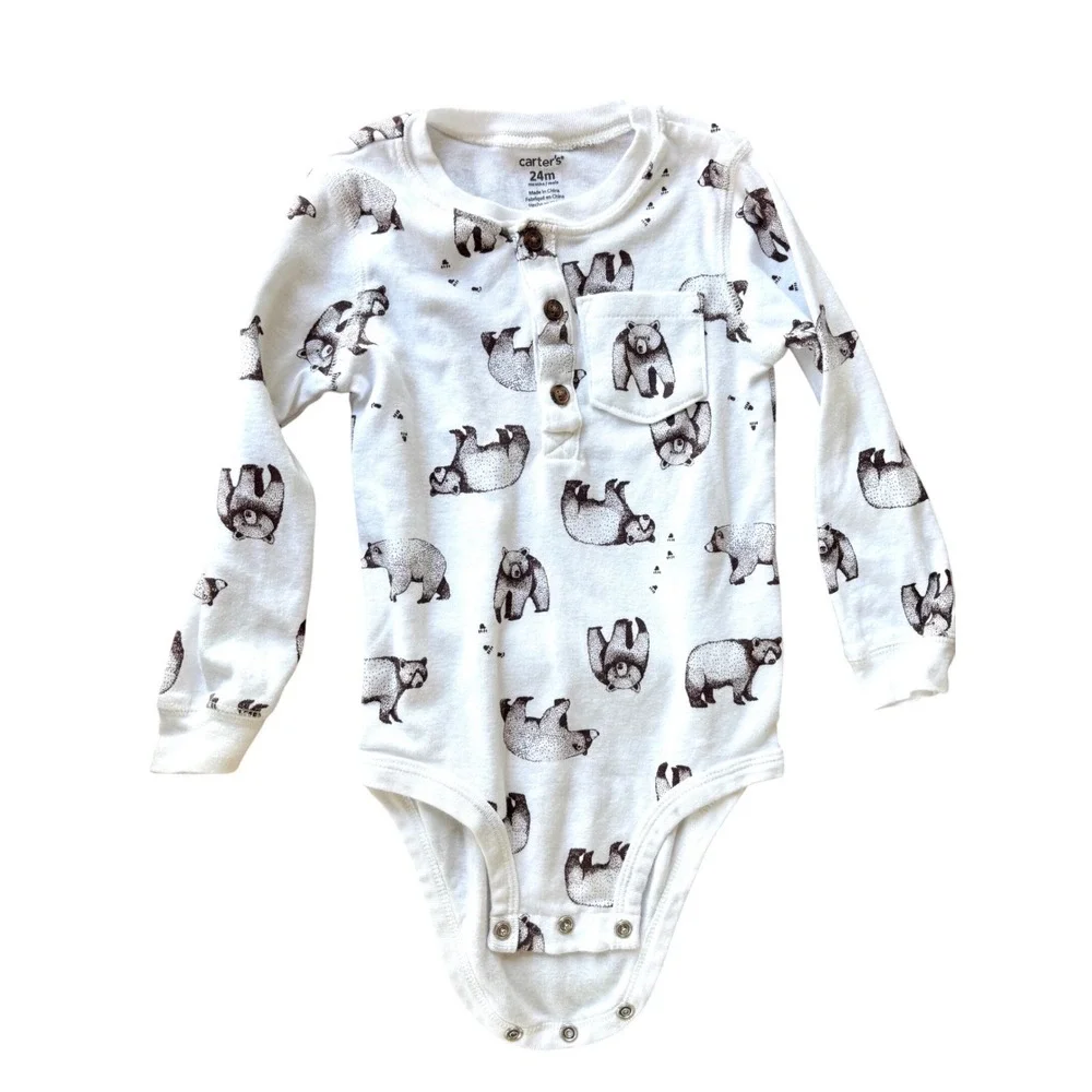 Baby Pajamas Lot of 4 | Dinosaur & Bear Prints | Carter's &‎ Little Blue House |